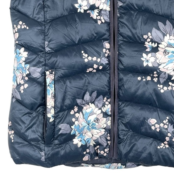 Loft Floral Women’s Puffer Vest Steel Grey Size XS - Picture 5 of 15